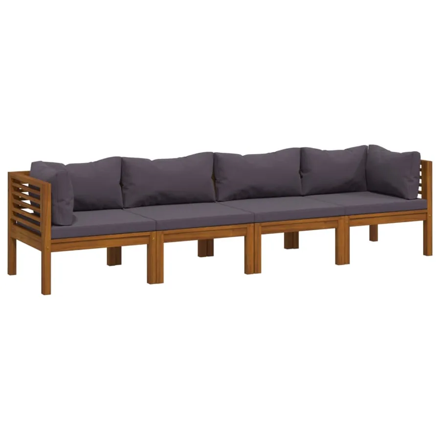 Canapé de jardin à 4 places avec coussin Bois d'acacia massif - 2