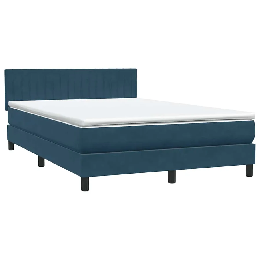 Sommier à lattes de lit et matelas bleu foncé 160x210cm velours - 2