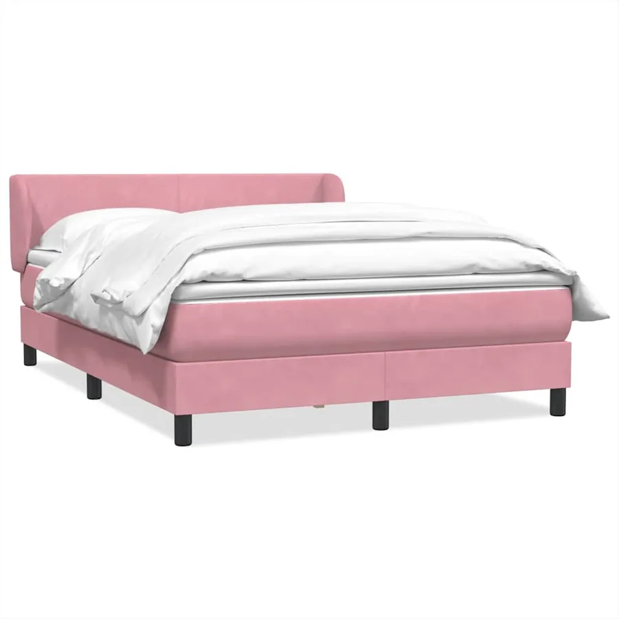 Sommier à lattes de lit avec matelas rose 160x210 cm velours
