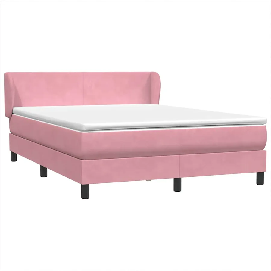 Sommier à lattes de lit avec matelas rose 160x210 cm velours - 2