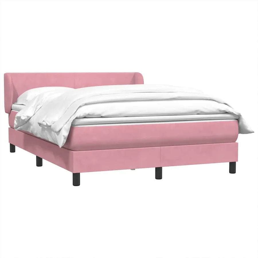 Sommier à lattes de lit avec matelas rose 160x210 cm velours - 4