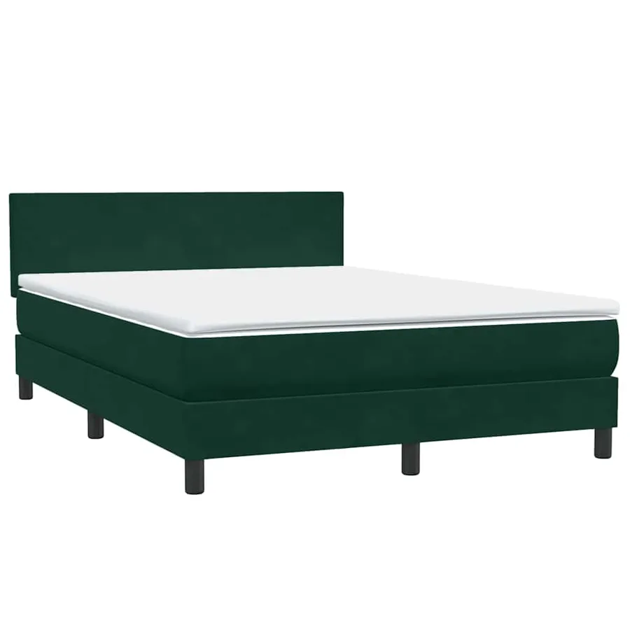 Sommier à lattes de lit et matelas et LED vert foncé 140x210cm velours - 5