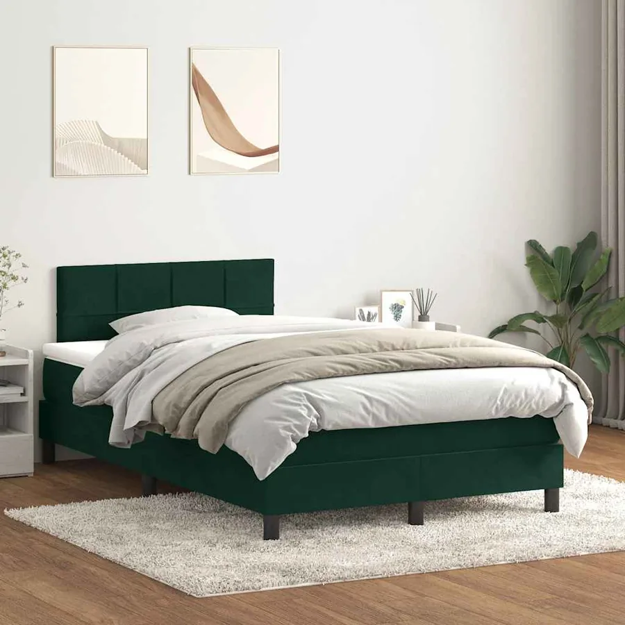 Sommier à lattes de lit et matelas vert foncé 120x210cm velours