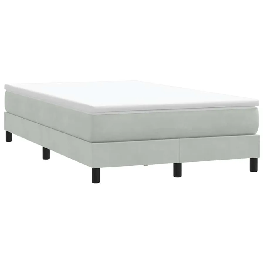 Sommier à lattes de lit et matelas gris clair 120x210cm velours - 5