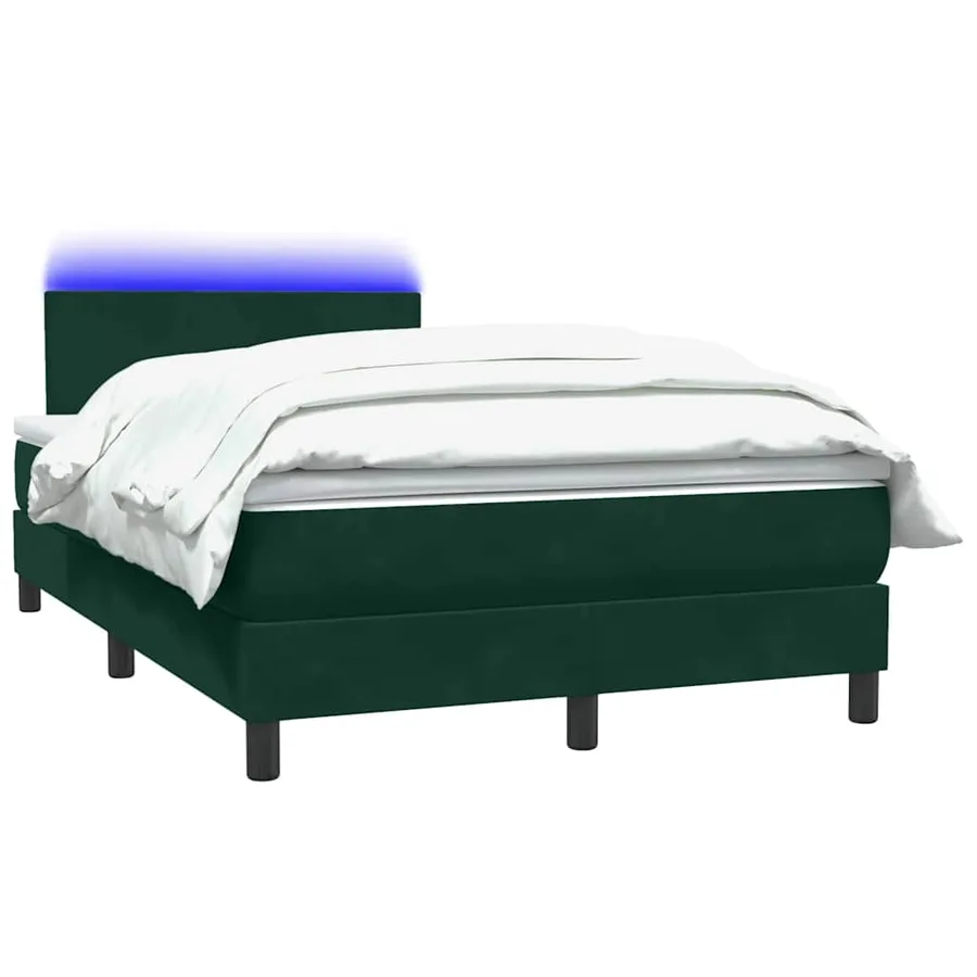 Sommier à lattes de lit et matelas et LED vert foncé 120x210cm velours - 3