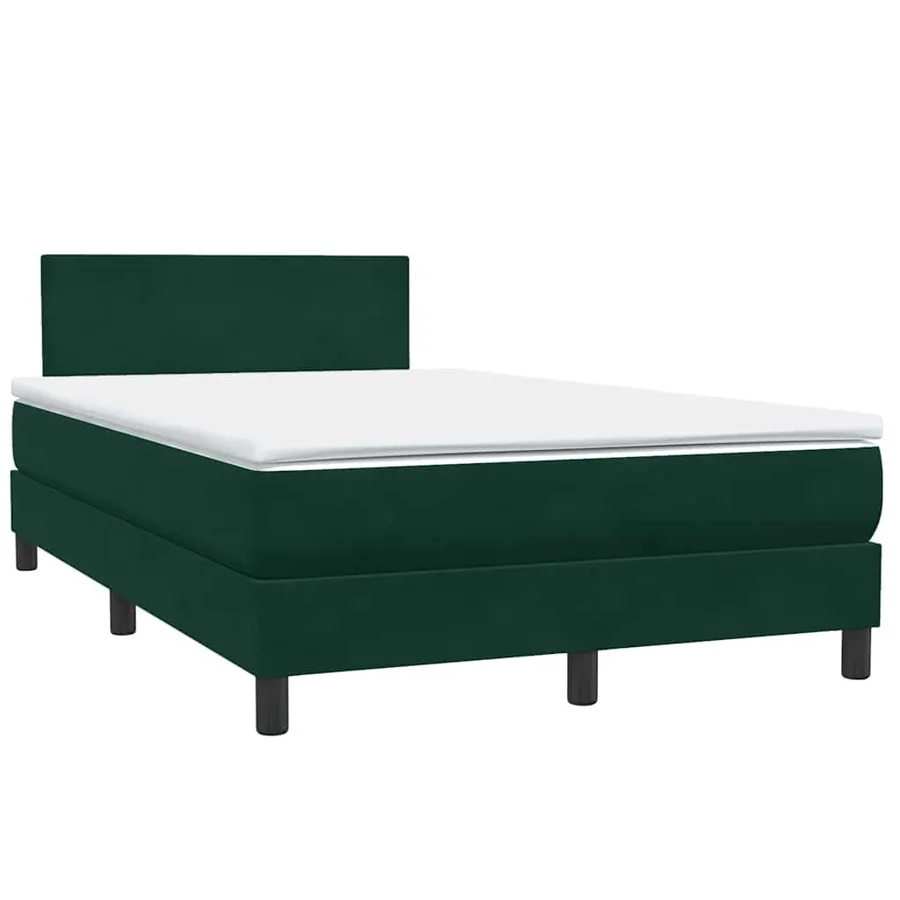 Sommier à lattes de lit et matelas et LED vert foncé 120x210cm velours - 5