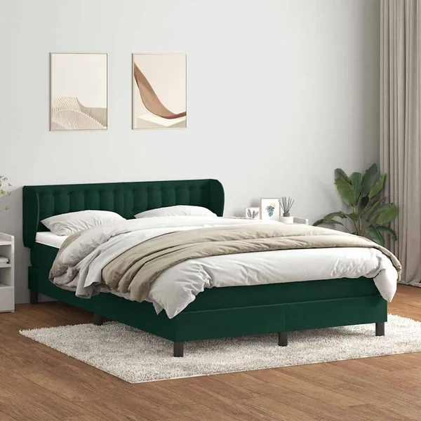 Sommier à lattes de lit et matelas vert foncé 140x210cm velours