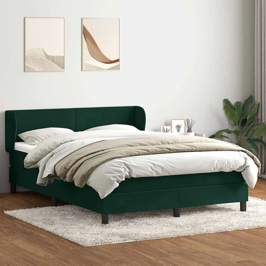 Sommier à lattes de lit et matelas vert foncé 140x210cm velours - 3