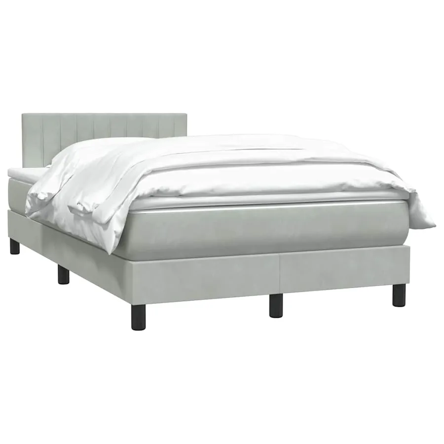 Sommier à lattes de lit et matelas gris clair 120x210cm velours - 2