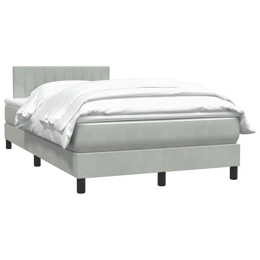 Sommier à lattes de lit et matelas gris clair 120x210cm velours - 4
