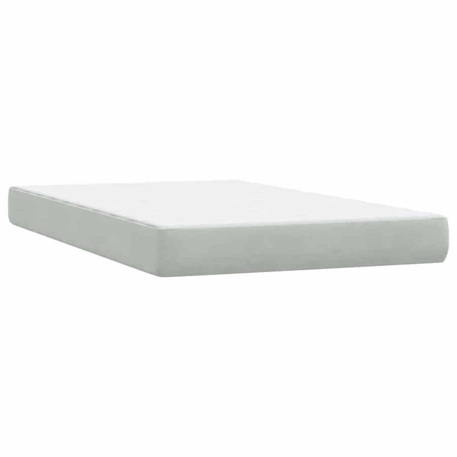 Sommier à lattes de lit et matelas gris clair 120x210cm velours - 7