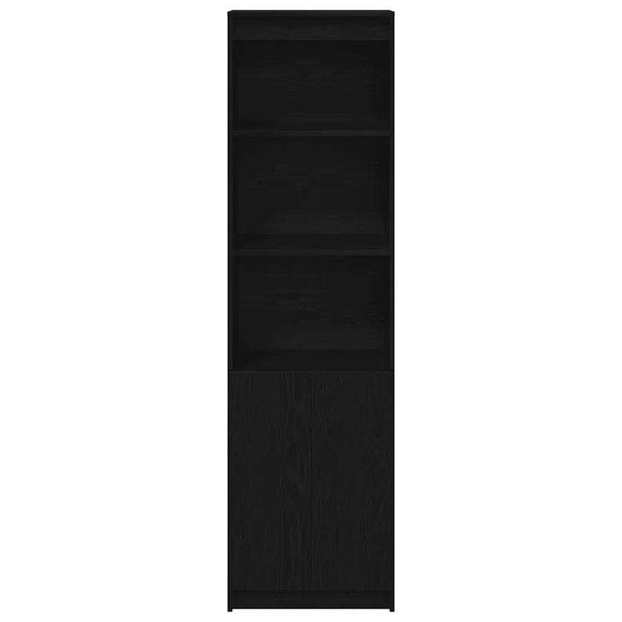 Buffet haut chêne noir 50x35x180 cm bois d'ingénierie - 6