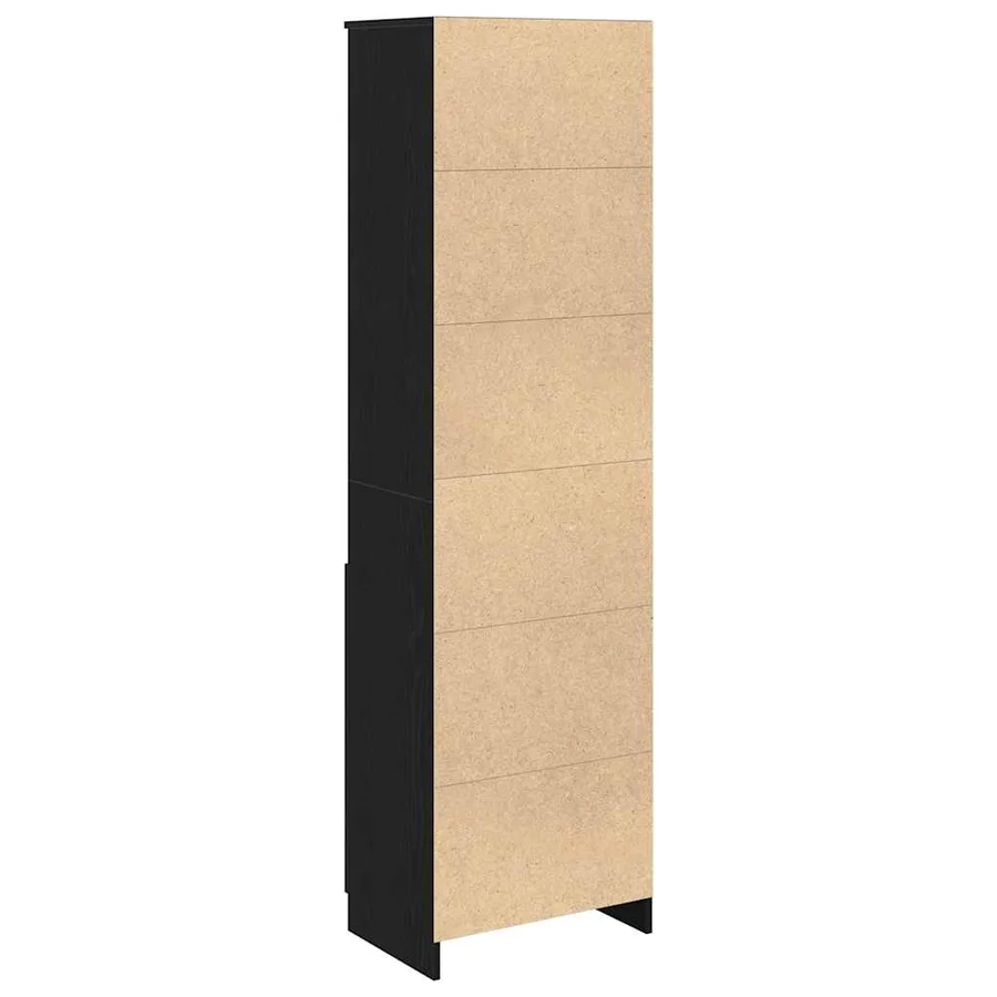 Buffet haut chêne noir 50x35x180 cm bois d'ingénierie - 8
