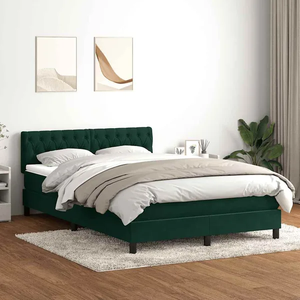 Sommier à lattes de lit et matelas vert foncé 140x210cm velours