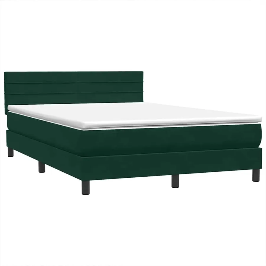 Sommier à lattes de lit et matelas vert foncé 140x210cm velours - 4