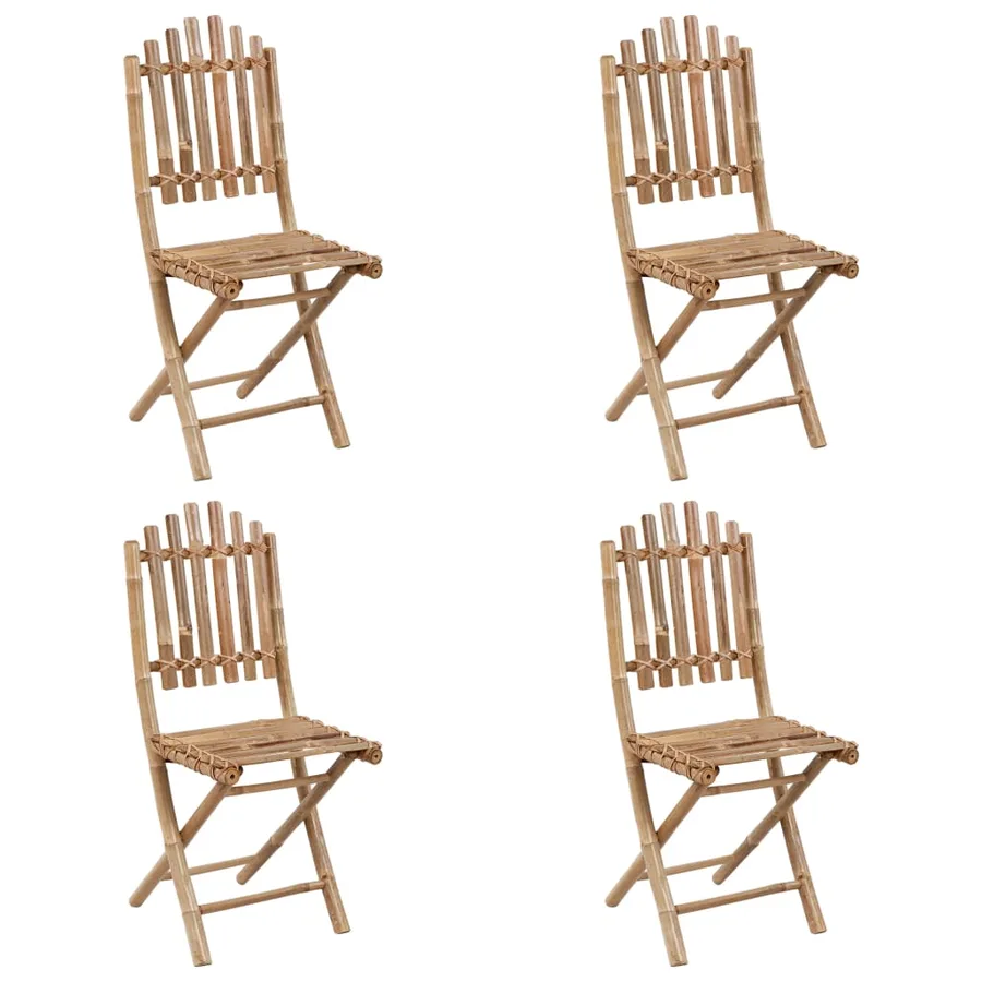 Ensemble à manger d'extérieur pliable 5pcs avec coussins Bambou - 4