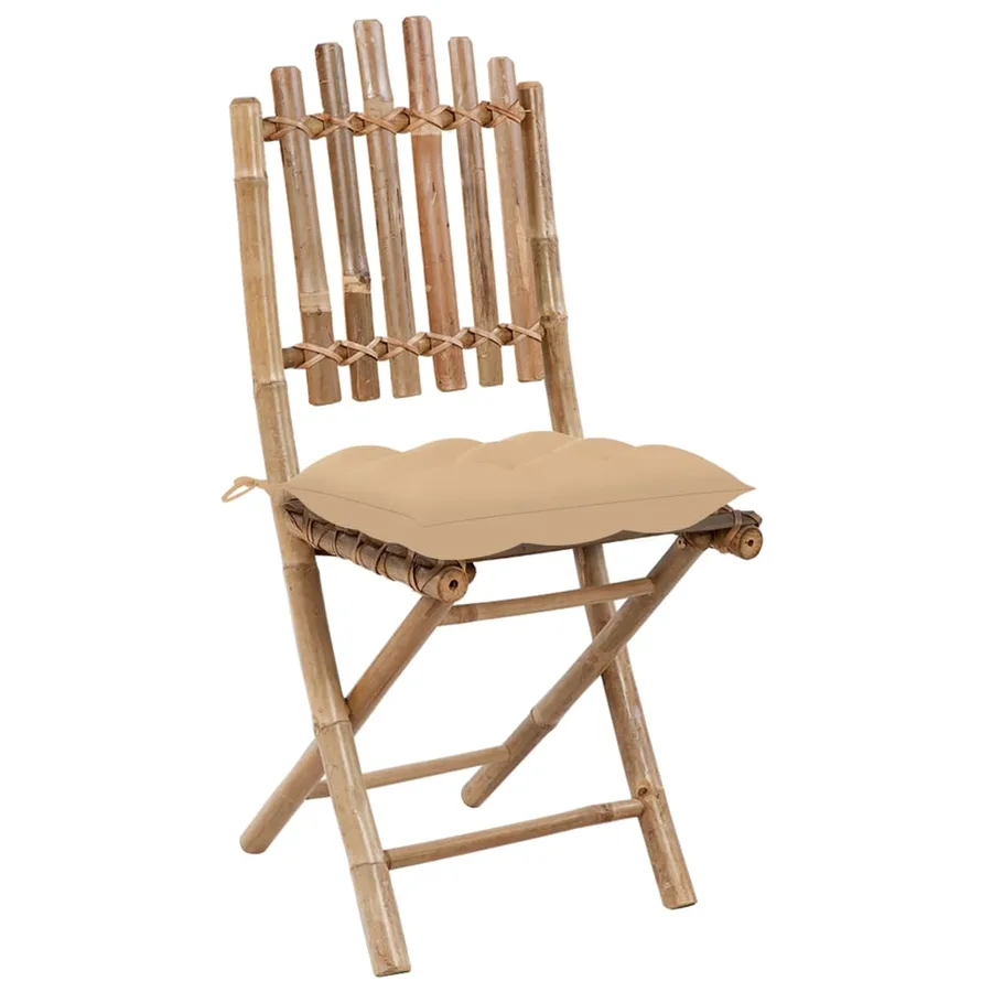 Ensemble à manger d'extérieur pliable 5pcs avec coussins Bambou - 5