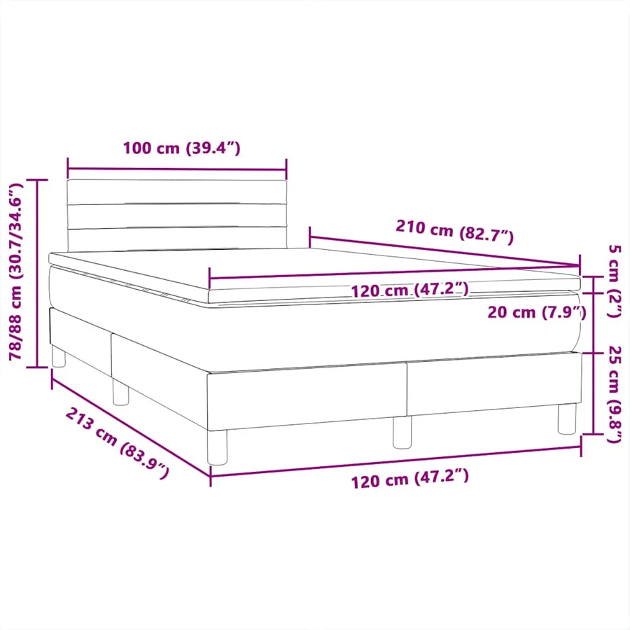 Sommier à lattes de lit et matelas gris clair 120x210cm velours - 12