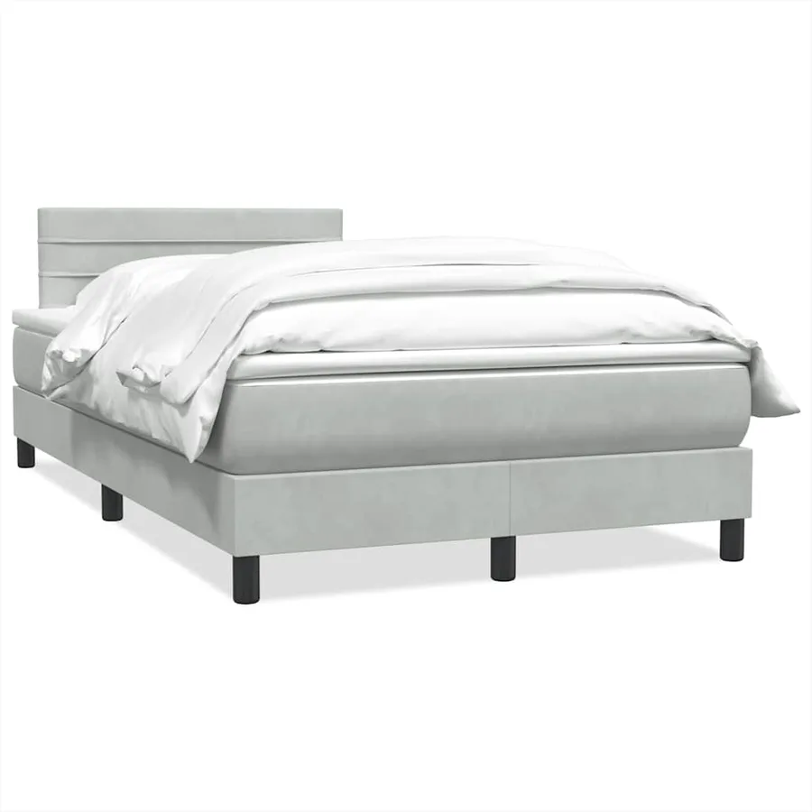 Sommier à lattes de lit et matelas gris clair 120x210cm velours - 2