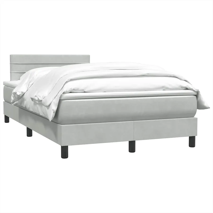 Sommier à lattes de lit et matelas gris clair 120x210cm velours - 3