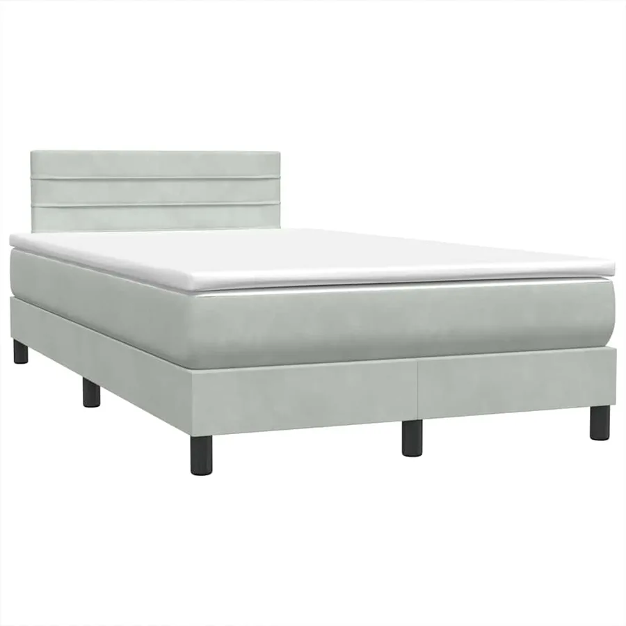 Sommier à lattes de lit et matelas gris clair 120x210cm velours - 4