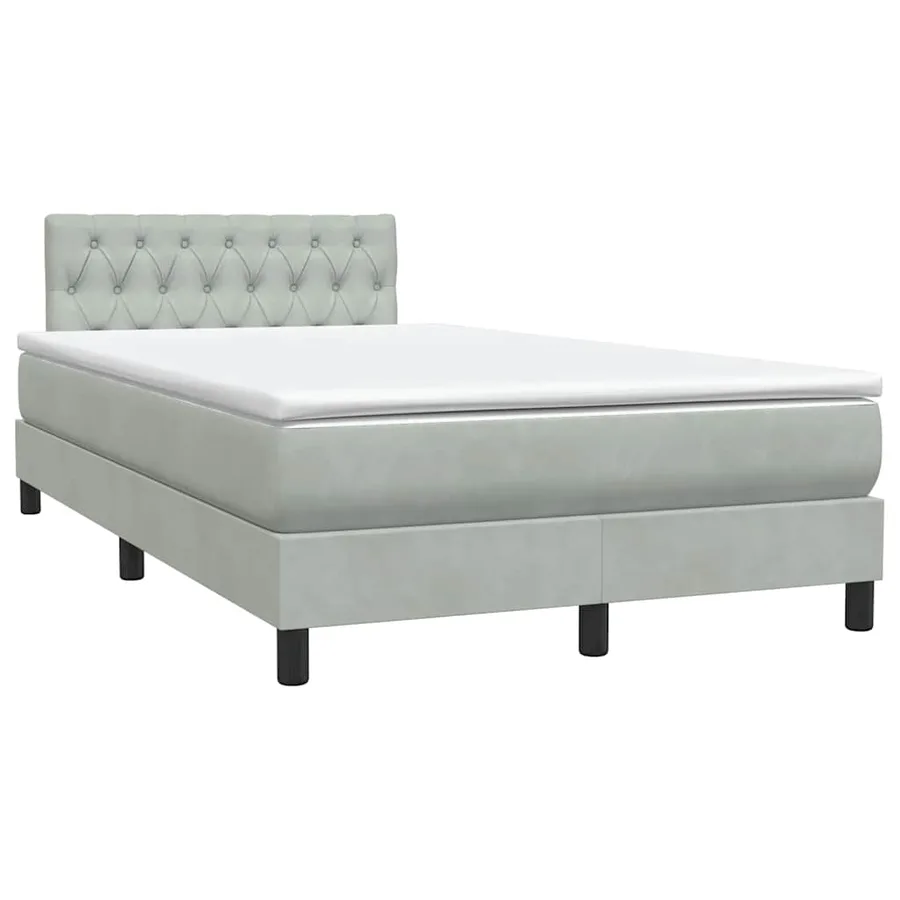 Sommier à lattes de lit et matelas gris clair 120x210cm velours - 4