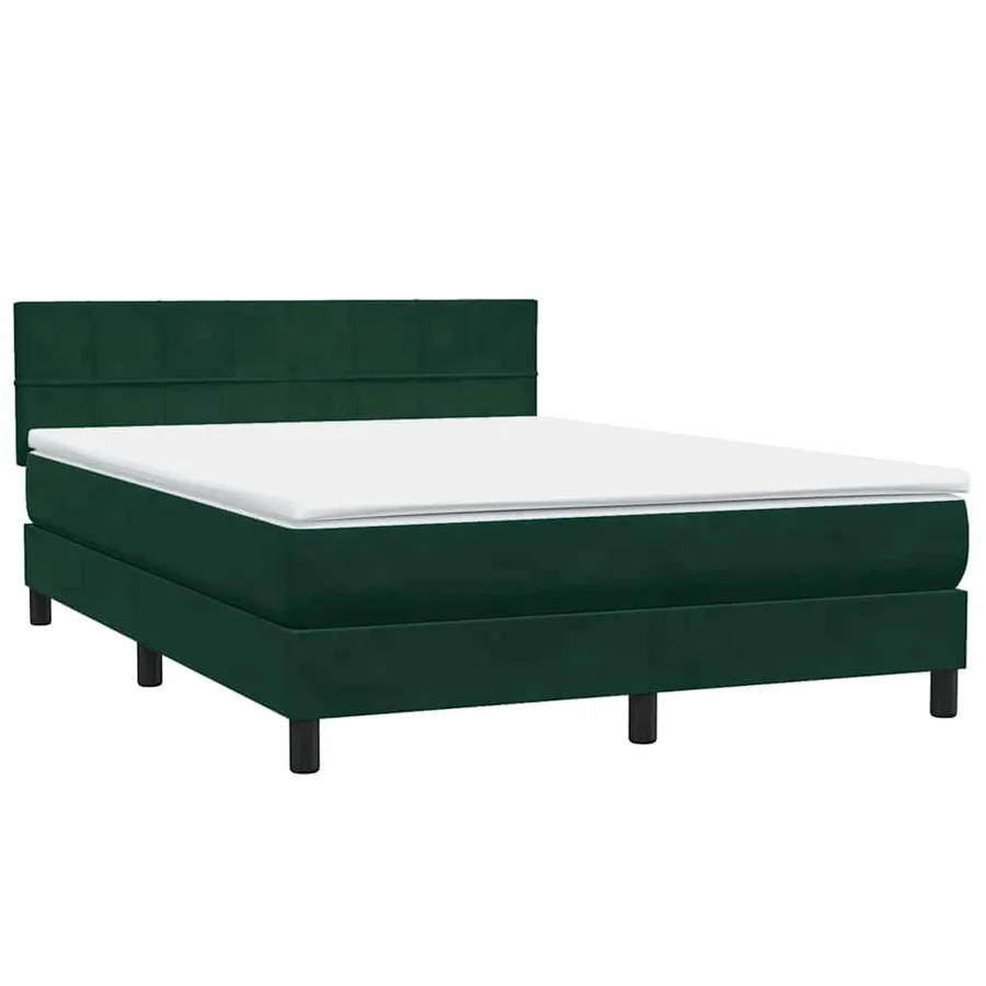 Sommier à lattes de lit et matelas vert foncé 140x210cm velours - 4