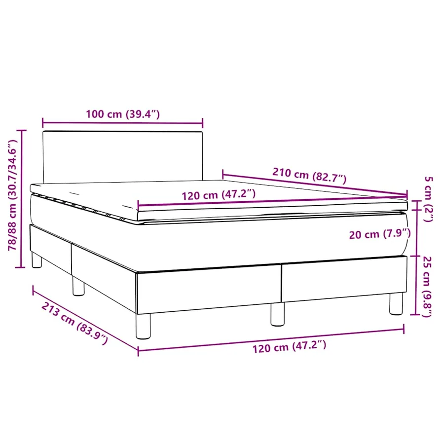 Sommier à lattes de lit et matelas gris clair 120x210cm velours - 12
