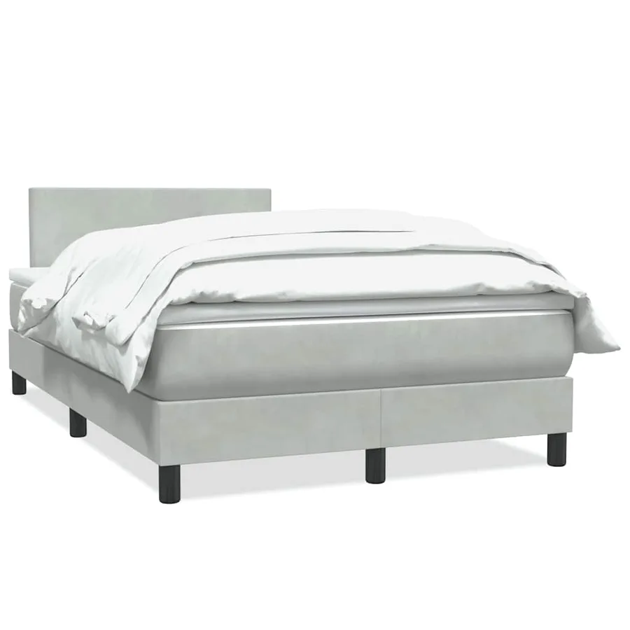 Sommier à lattes de lit et matelas gris clair 120x210cm velours - 2