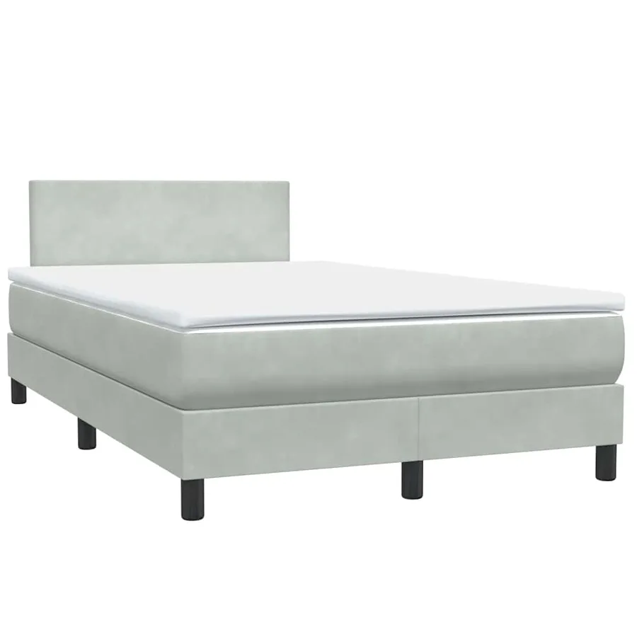 Sommier à lattes de lit et matelas gris clair 120x210cm velours - 4