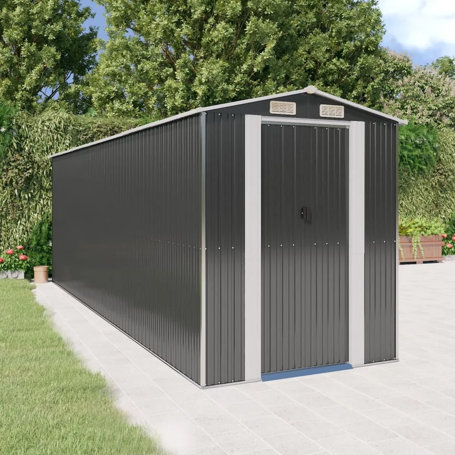 Garden Shed Anthracite 192x606x223 cm Galvanised Metal