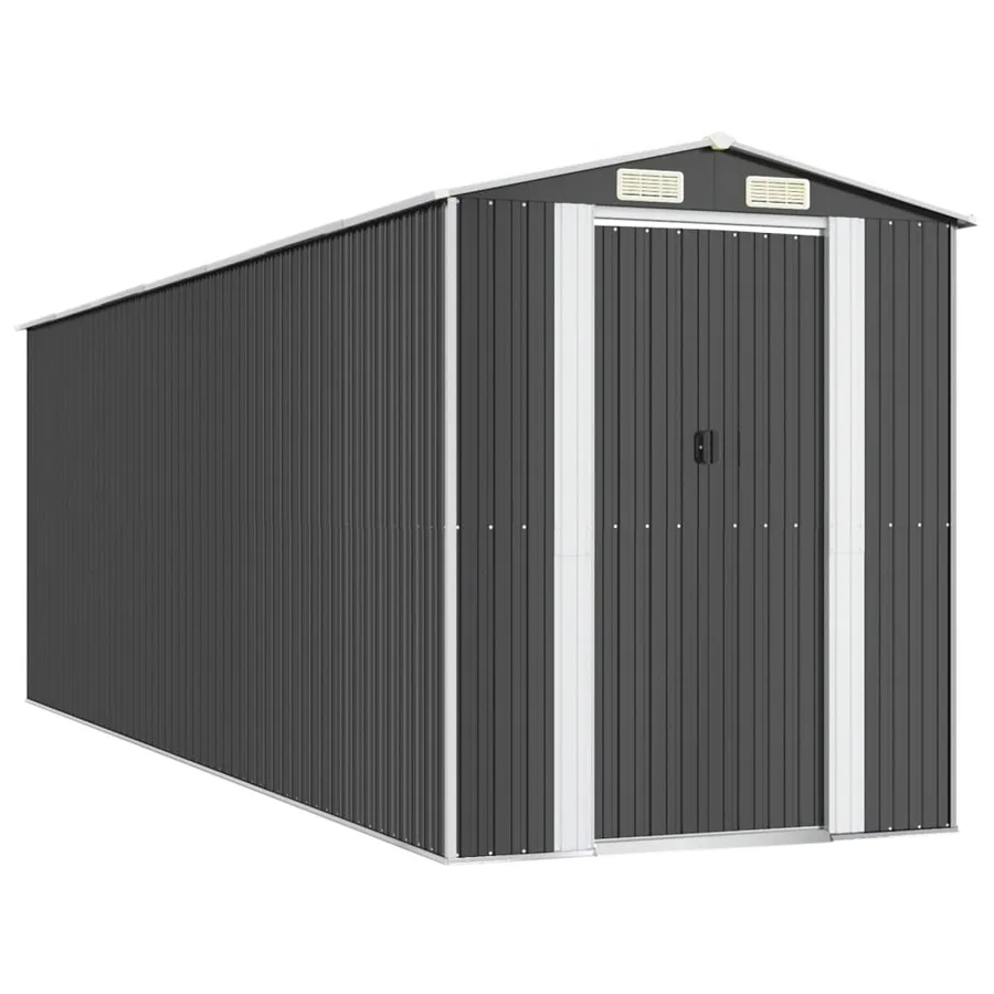 Garden Shed Anthracite 192x606x223 cm Galvanised Metal - 2