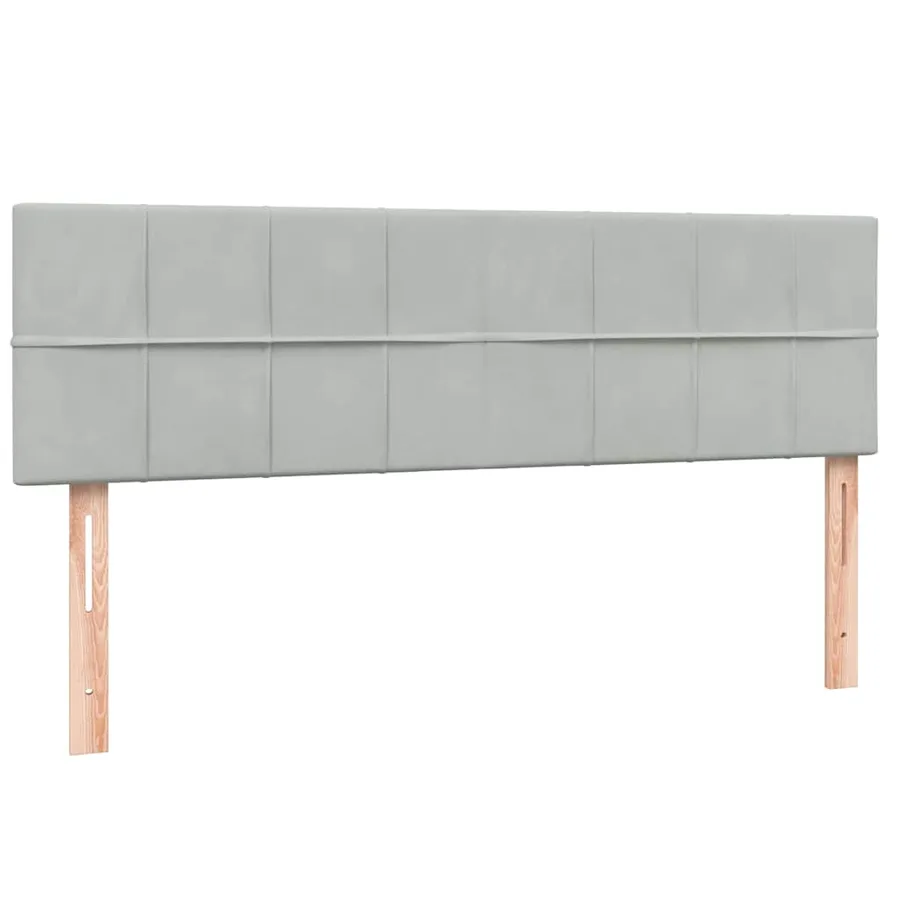 Sommier à lattes de lit et matelas et LED gris clair 160x210cm velours - 7