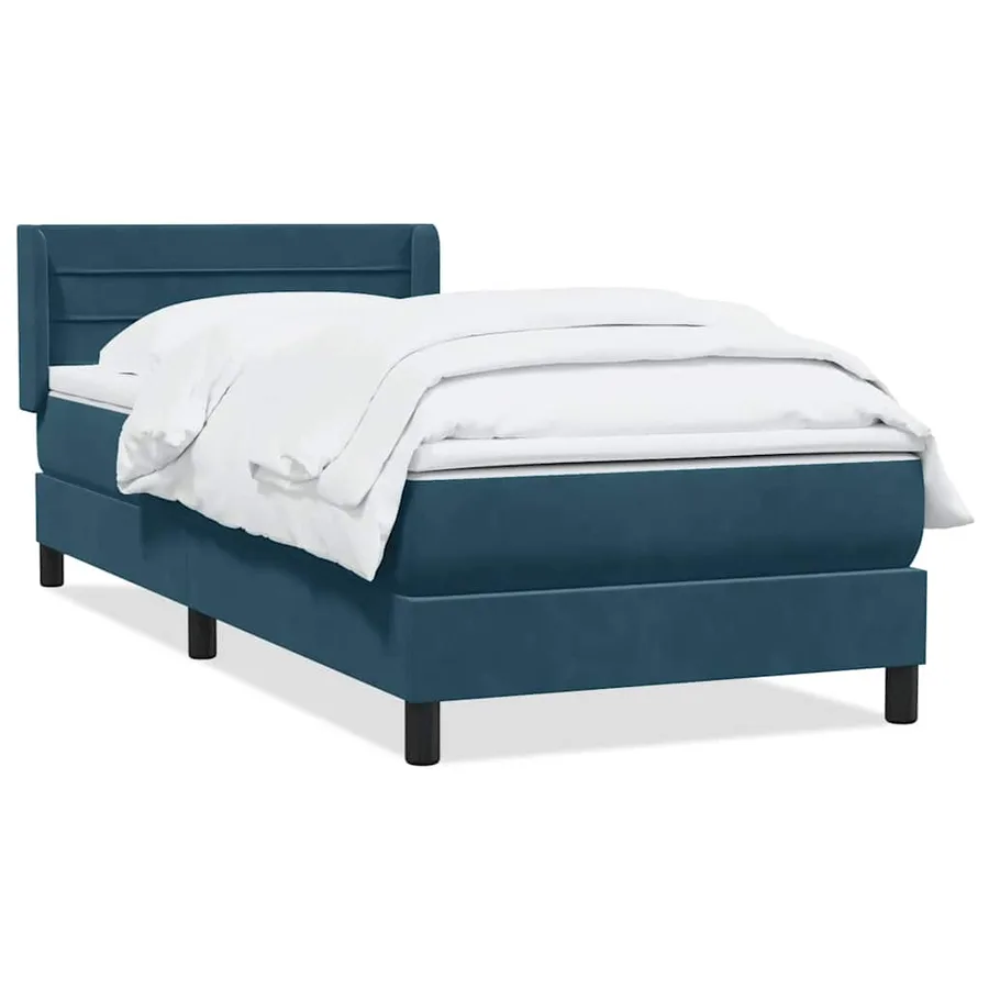 Sommier à lattes de lit et matelas bleu foncé 90x220 cm velours - 2