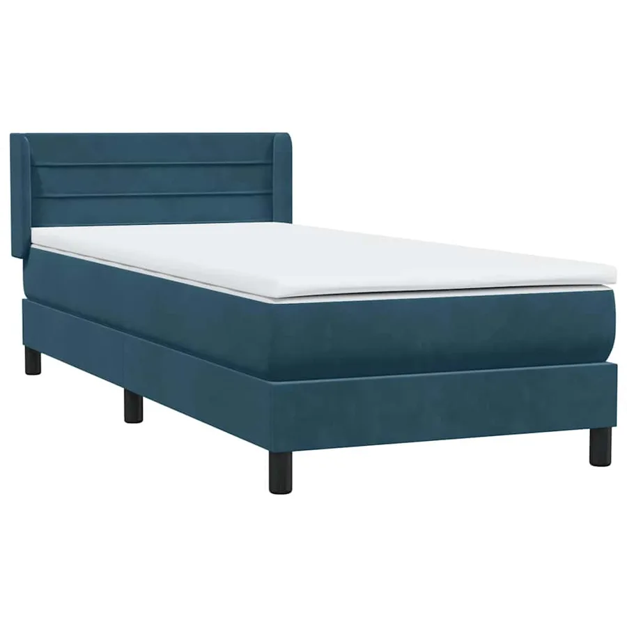 Sommier à lattes de lit et matelas bleu foncé 90x220 cm velours - 4