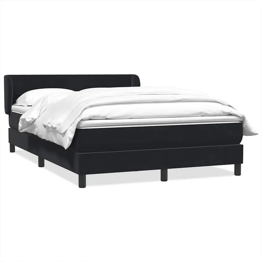 Sommier à lattes de lit avec matelas noir 160x210 cm velours - 2