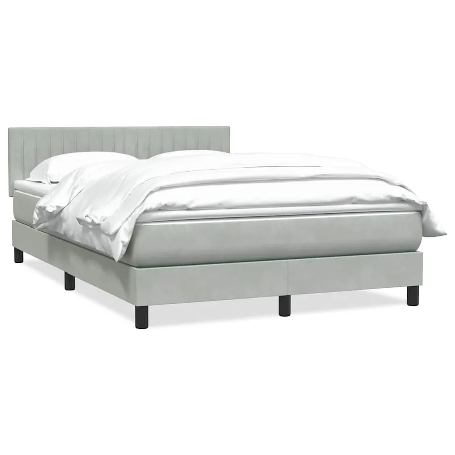 Sommier à lattes de lit et matelas gris clair 160x210cm velours