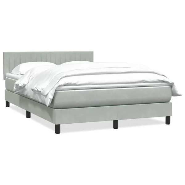 Sommier à lattes de lit et matelas gris clair 160x210cm velours