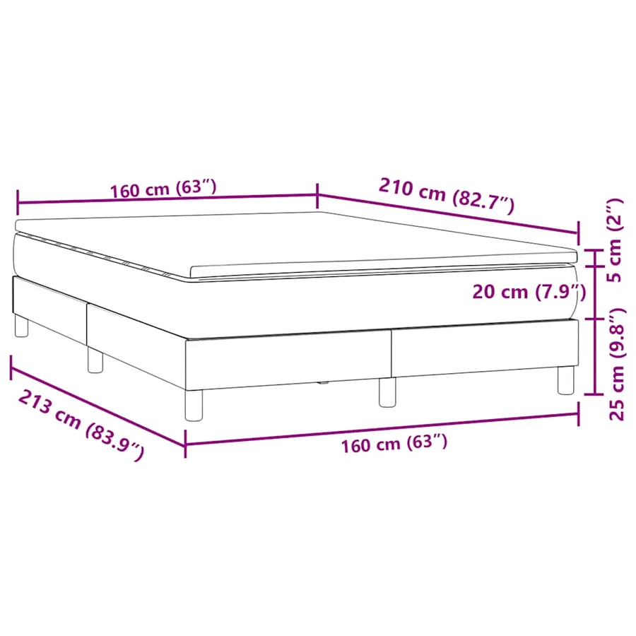 Sommier à lattes de lit avec matelas noir 160x210 cm velours - 11