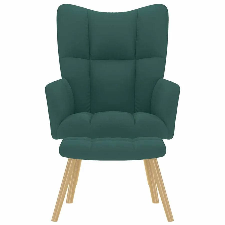 Chaise de relaxation avec repose-pied Vert foncé Tissu - 3