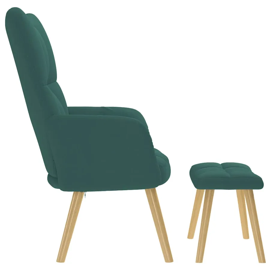 Chaise de relaxation avec repose-pied Vert foncé Tissu - 6