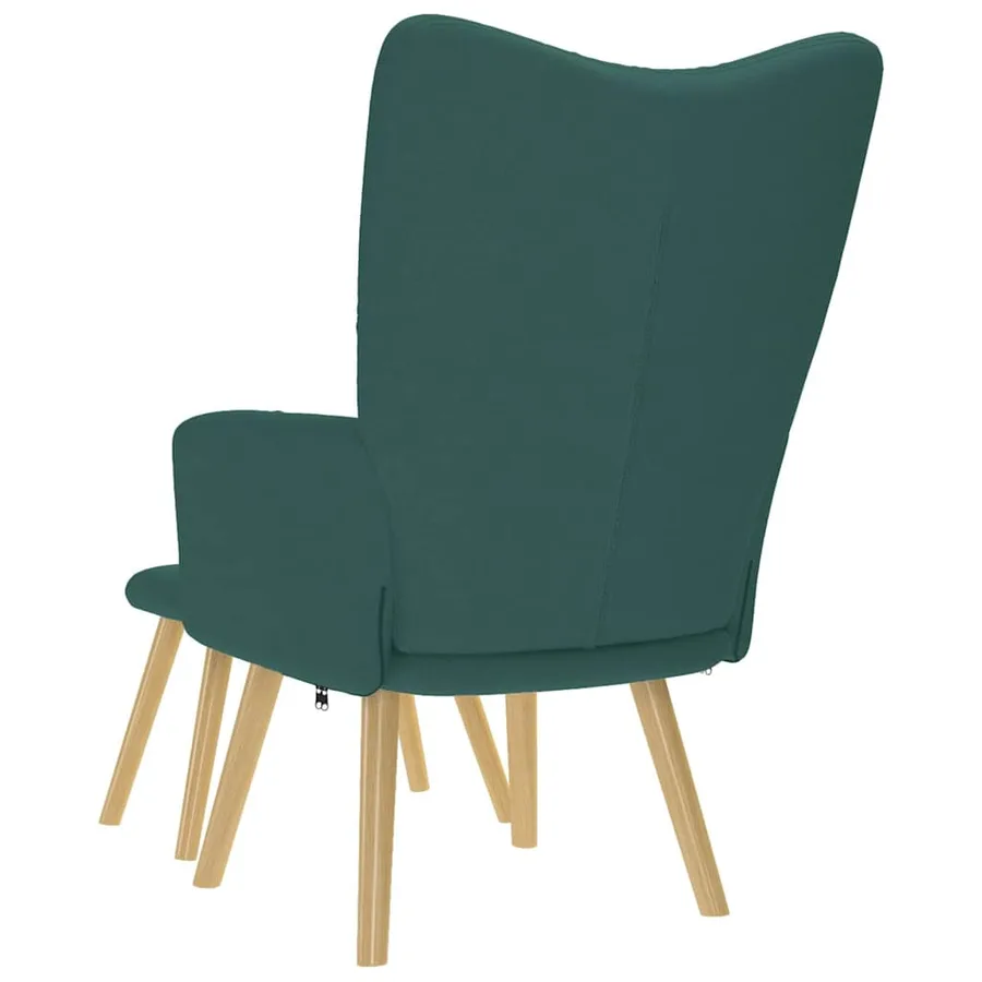 Chaise de relaxation avec repose-pied Vert foncé Tissu - 7