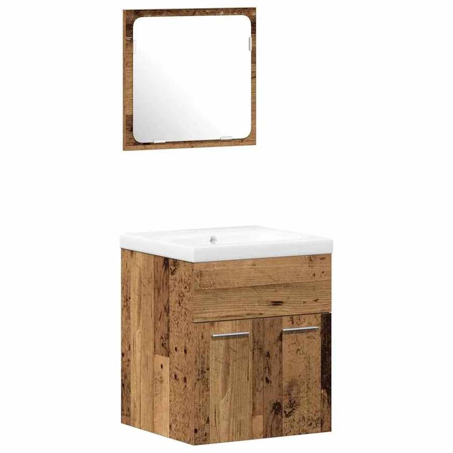 Ensemble de mobilier de salle de bain 4 pcs Bois Ancien - 6
