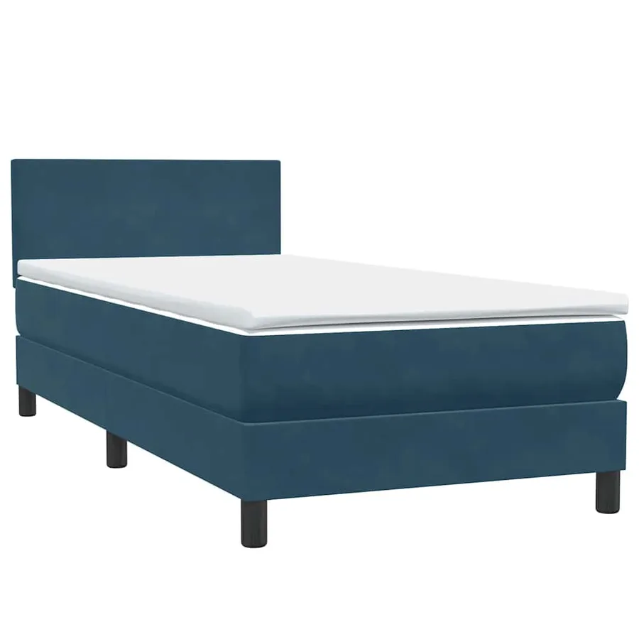 Sommier à lattes de lit et matelas bleu foncé 80x220 cm velours - 4