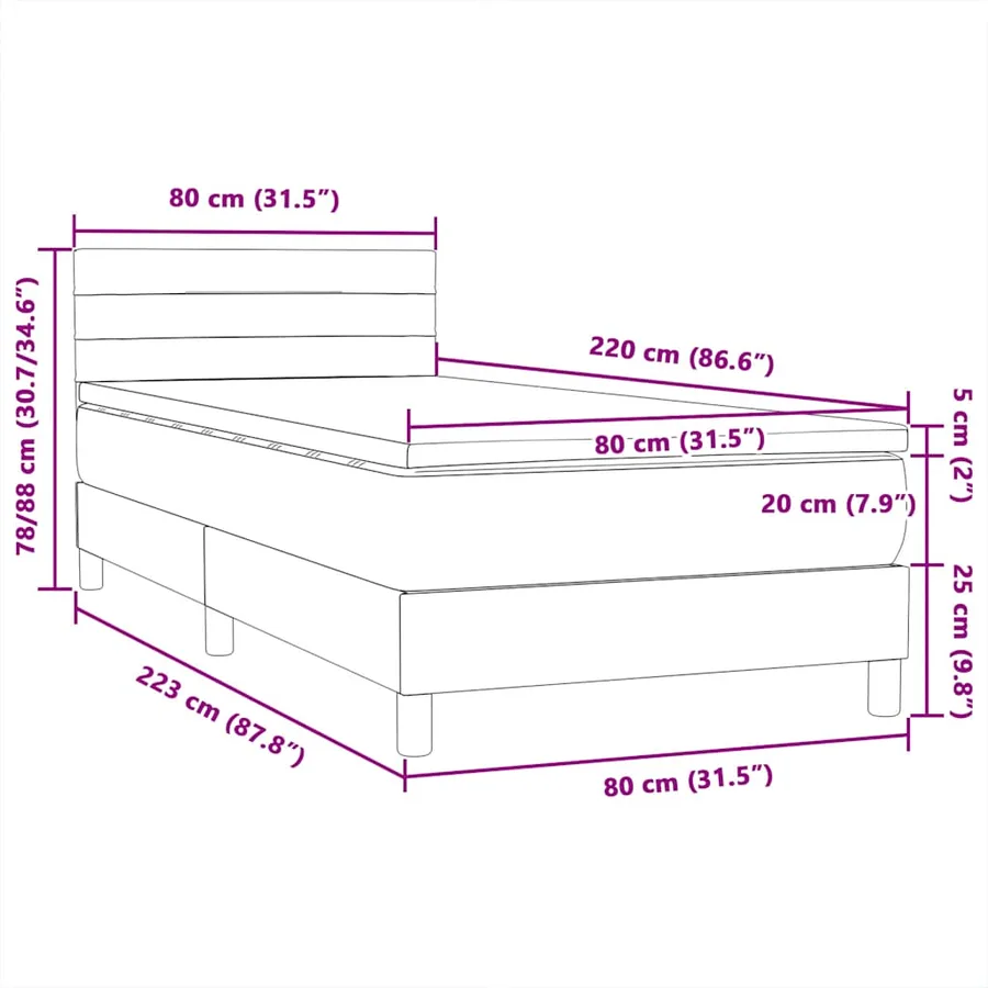 Sommier à lattes de lit avec matelas rose 80x220 cm velours - 12