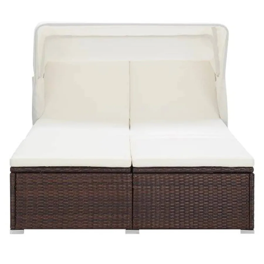 Transat à 2 places avec coussin Résine tressée Marron - 2