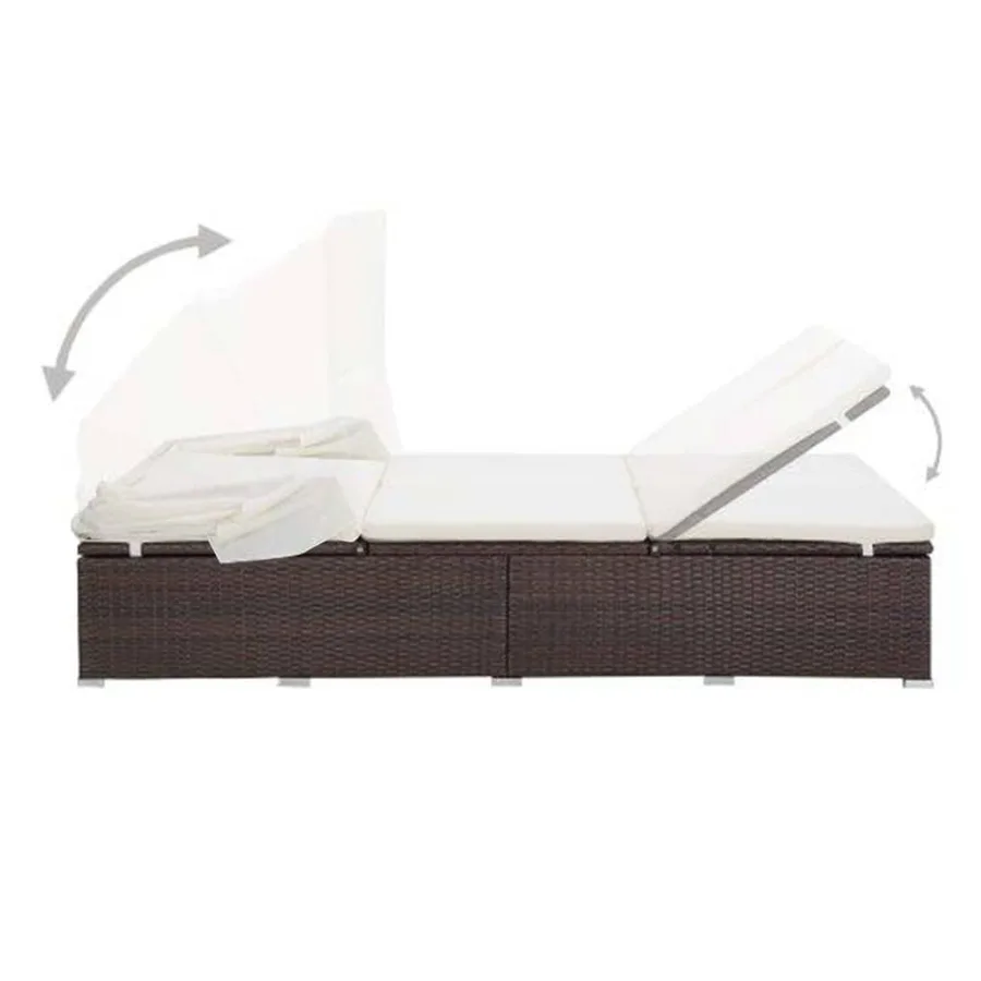 Transat à 2 places avec coussin Résine tressée Marron - 6