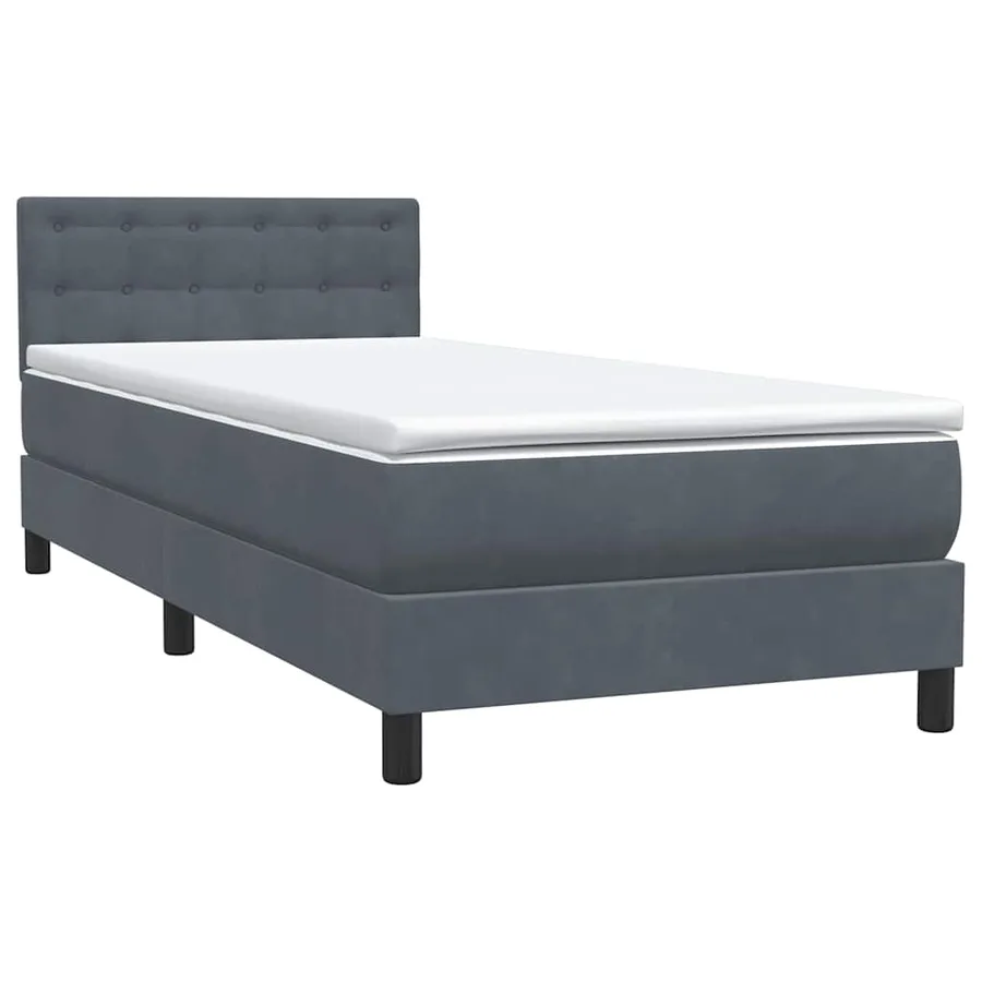 Sommier à lattes de lit et matelas et LED gris foncé 90x220 cm velours - 5