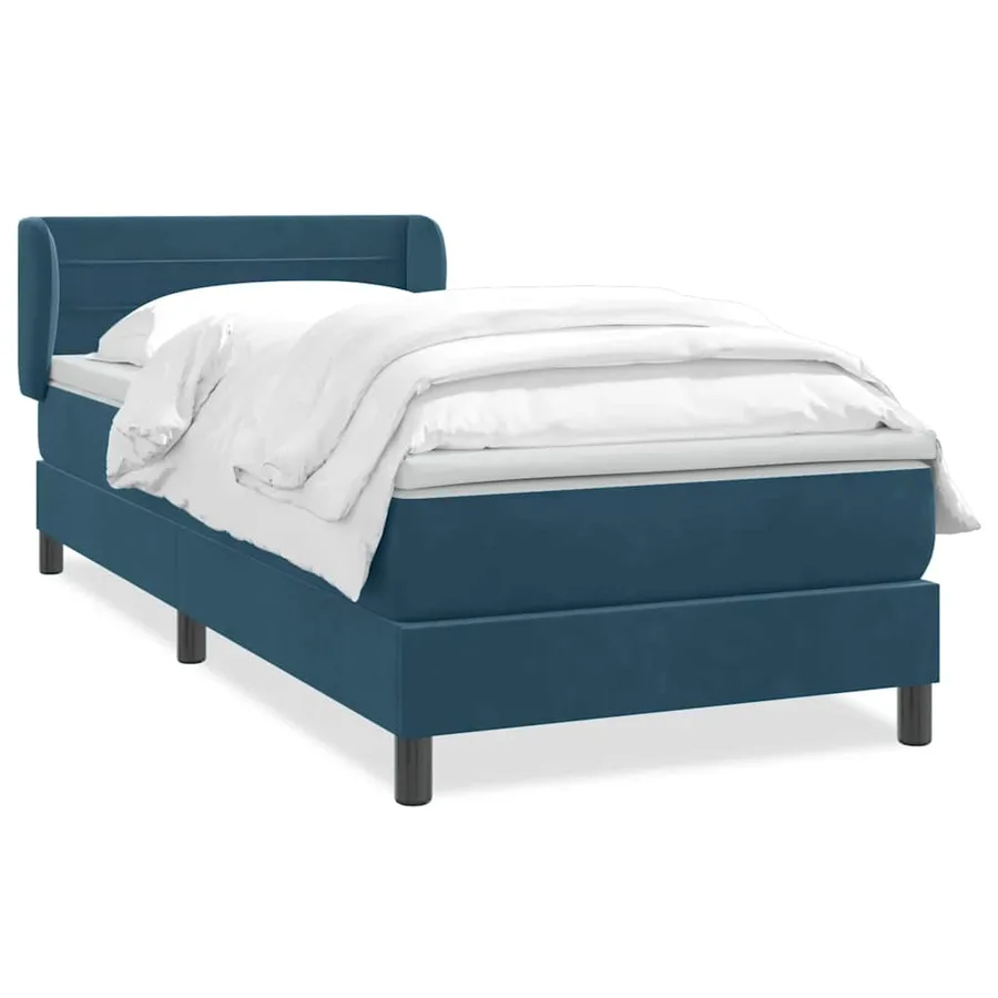 Sommier à lattes de lit et matelas bleu foncé 80x220 cm velours - 2