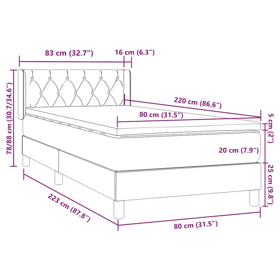 Sommier à lattes de lit avec matelas rose 80x220 cm velours - 12